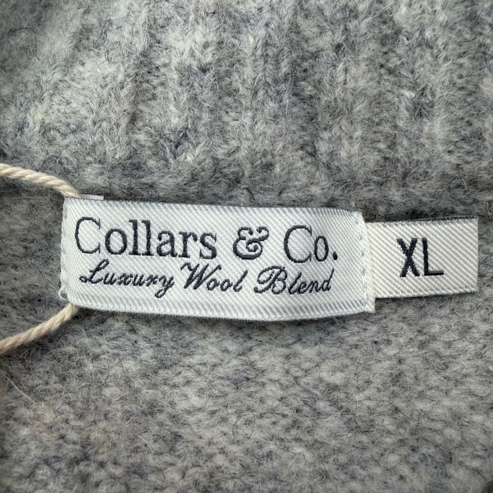 Collars & Co Mens Size XL Balmoral Three Button Wool Blend Sweater Gray NEW - Picture 6 of 9
